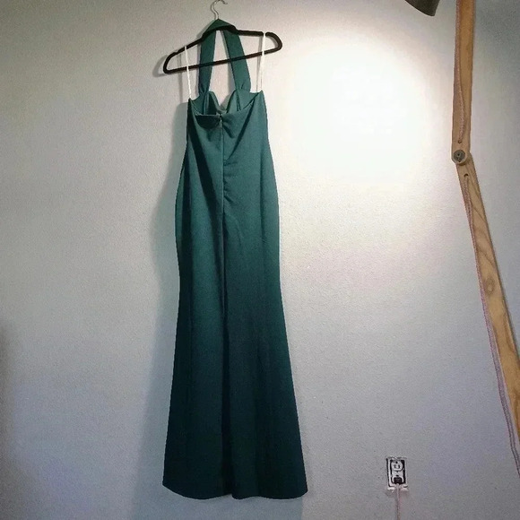 Lulus Elegant Behavior Emerald Green Halter Mermaid Maxi Dress Prom Formal - Picture 4 of 13